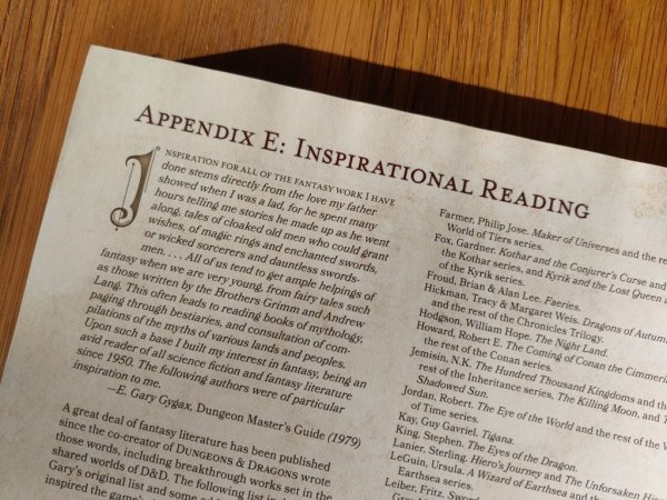 Appendix E: Inspirational Reading, in the fifth edition of the Player's Handbook