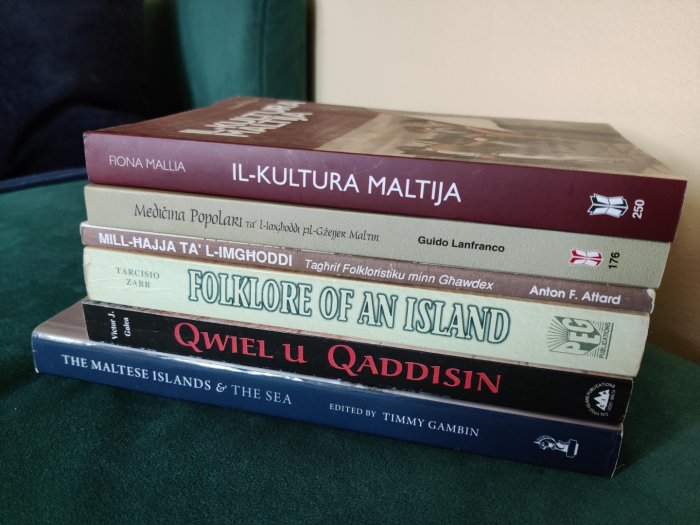 Another pile of books about Maltese folklore and folktales