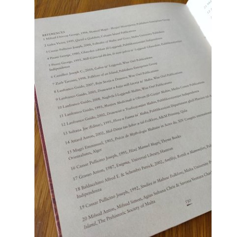 A page of references from Stephan D. Mifsud's The Maltese Bestiary